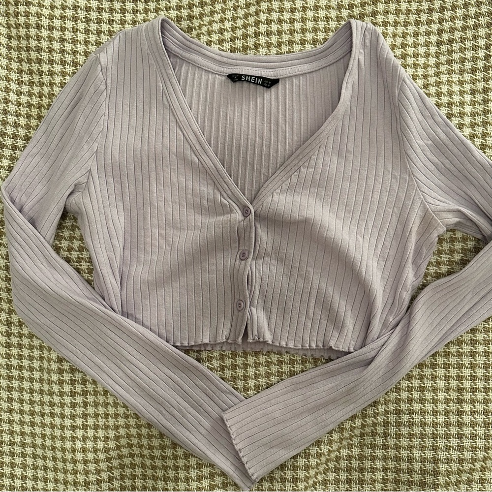 Lilac Long-Sleeve Crop-Top